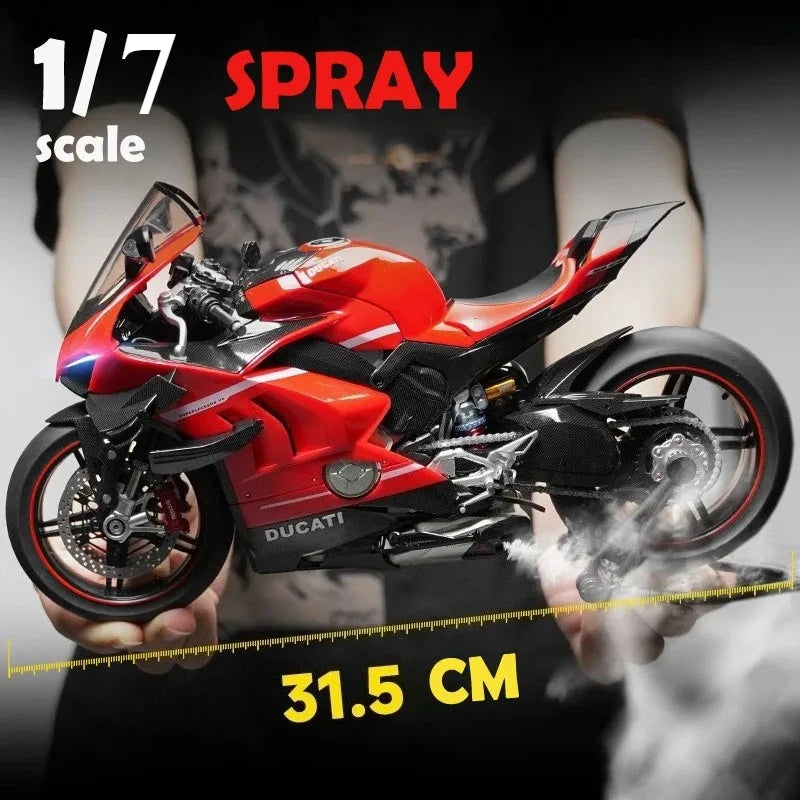 Aerosol de fundición a presión 1:7 Ducati Superleggera V4, colección de modelos de superbikes, coche en miniatura, adorno, regalo para novio, vehículo de juguete