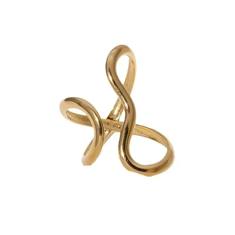 Anillo abierto impermeable de acero inoxidable para mujer, dijes de personalidad, chapado en oro real PVD de 18 quilates, joyería de moda para mujer