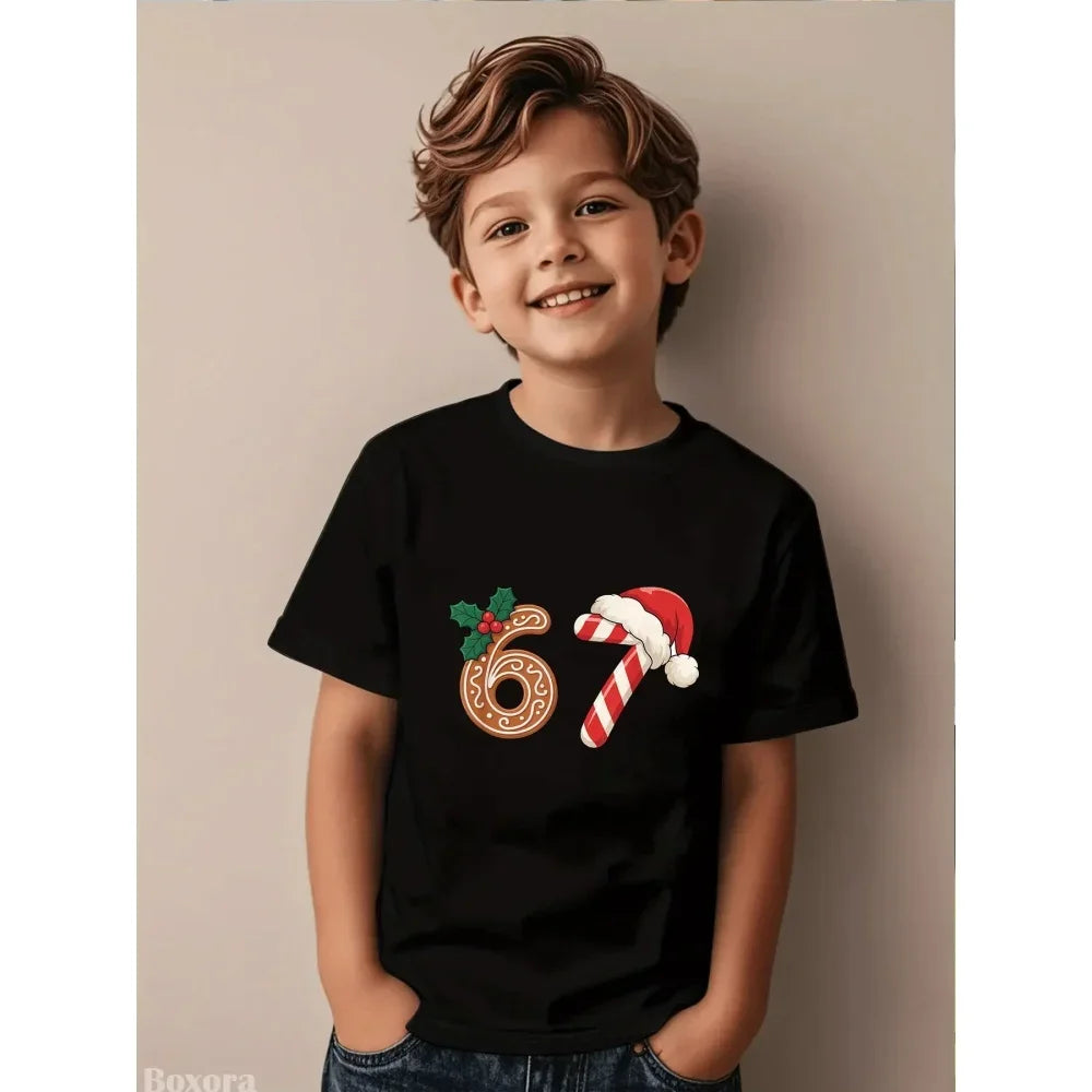 Nouveau T-shirt d'été 2026 pour garçons, motif 'Brain Rot 67 Six Seven' drôle, thème gamer et meme, pour parents et enfants, 6-7 ans, style Y2K