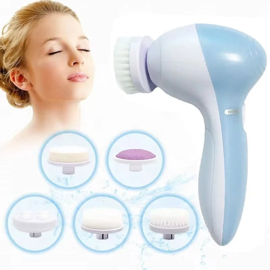 Limpiador facial eléctrico 5 en 1, cepillo, máquina de lavado, spa, cuidado de la piel, masaje, limpieza de puntos negros, herramientas de limpieza facial