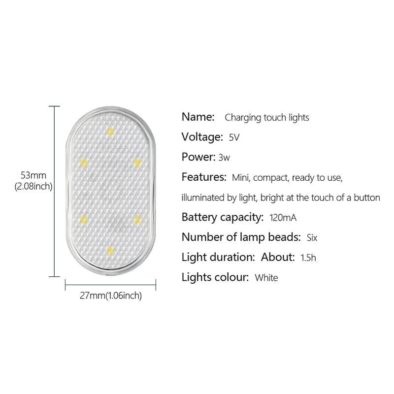BLALION-Wireless LED Touch Lights for Car, Magnetic Interior Lighting, Roof Ceiling Light, Reading Lamp, Auto Door Lamp, USB Charging, 5V