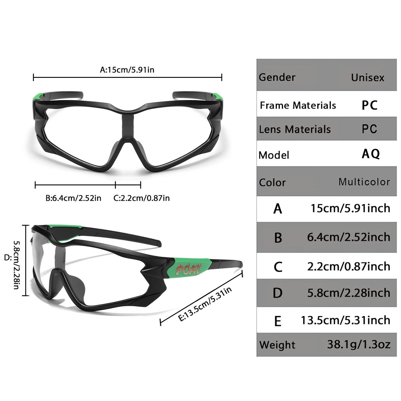 POAT tout nouveau Style lunettes de soleil photochromiques sport hommes femmes vtt vélo lunettes de vélo cyclisme pêche lunettes de course