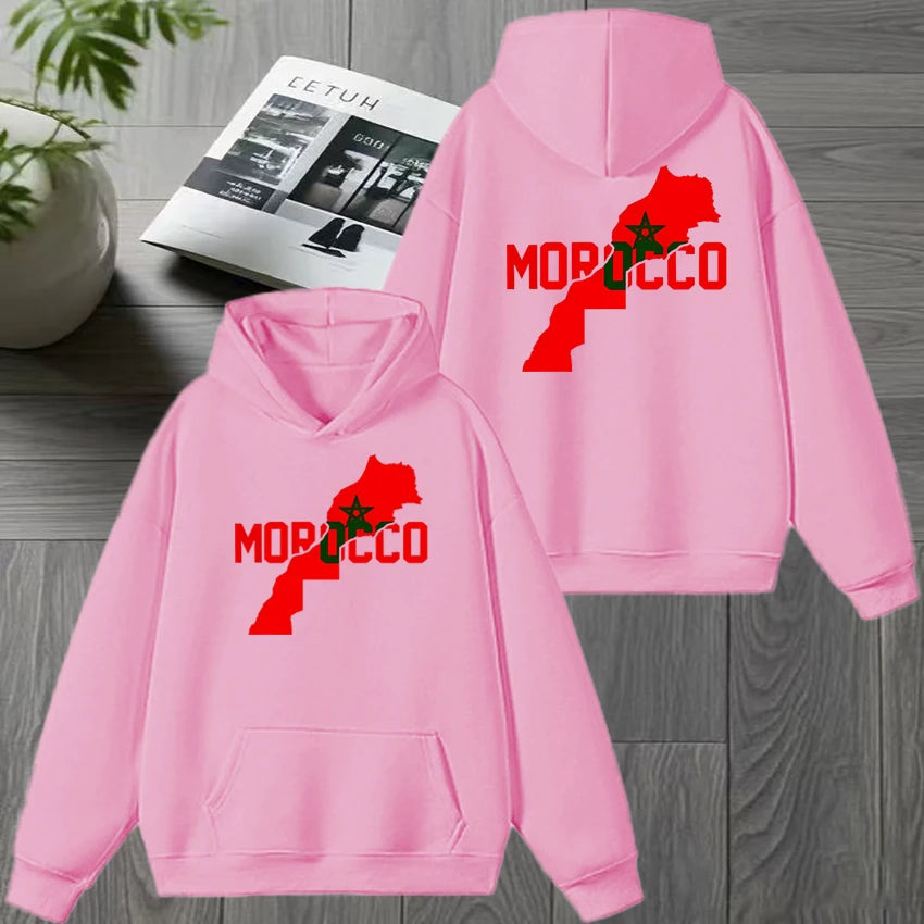 Automne hiver maroc harajuku nouveau en Double face imprimé sweat à capuche noir hommes femmes polaire pull décontracté unisexe mode sweat