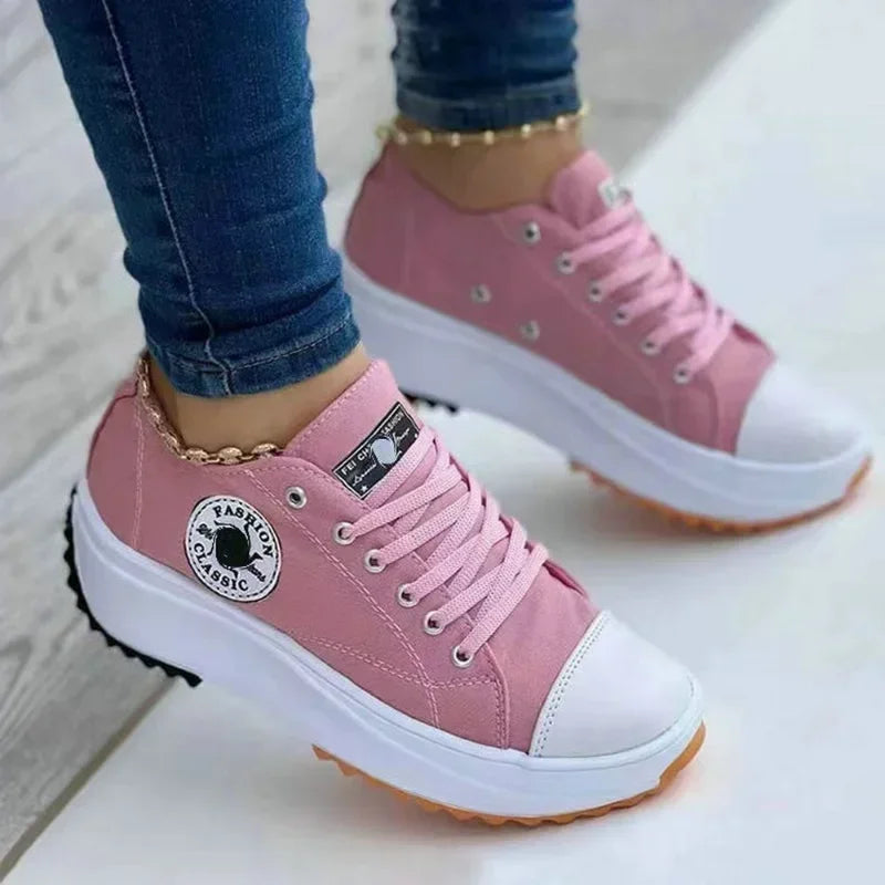 Zapatillas deportivas de lona para mujer, modelo 2025, zapatos informales para mujer, zapatillas planas con cordones Zapatillas Mujer Chaussure Femme