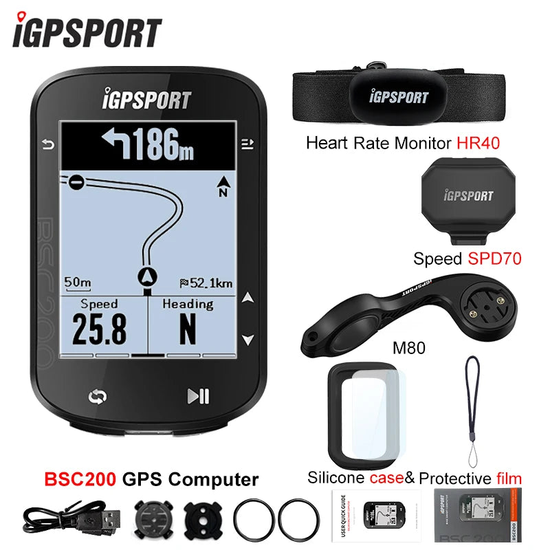 Ordinateur de vélo GPS sans fil — compteur de vitesse numérique, navigation route, chronomètre, odomètre