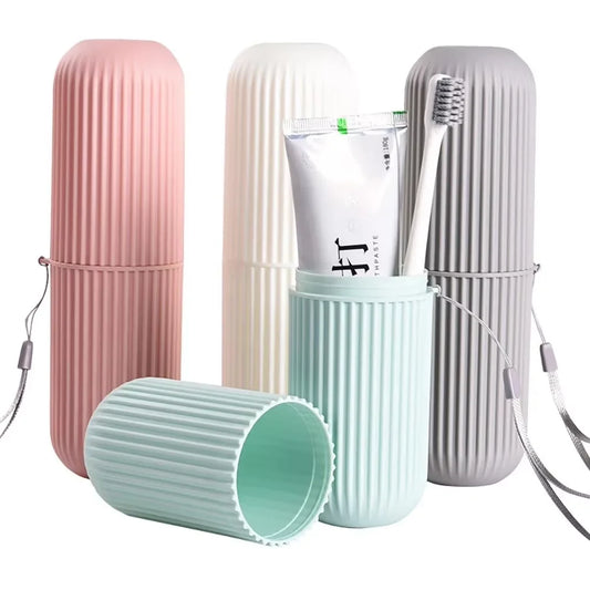 1 unidad de taza portátil para cepillo de dientes, soporte para pasta dental de baño, estuche de almacenamiento, organizador de viaje, artículos de tocador, taza de almacenamiento, nuevo creativo