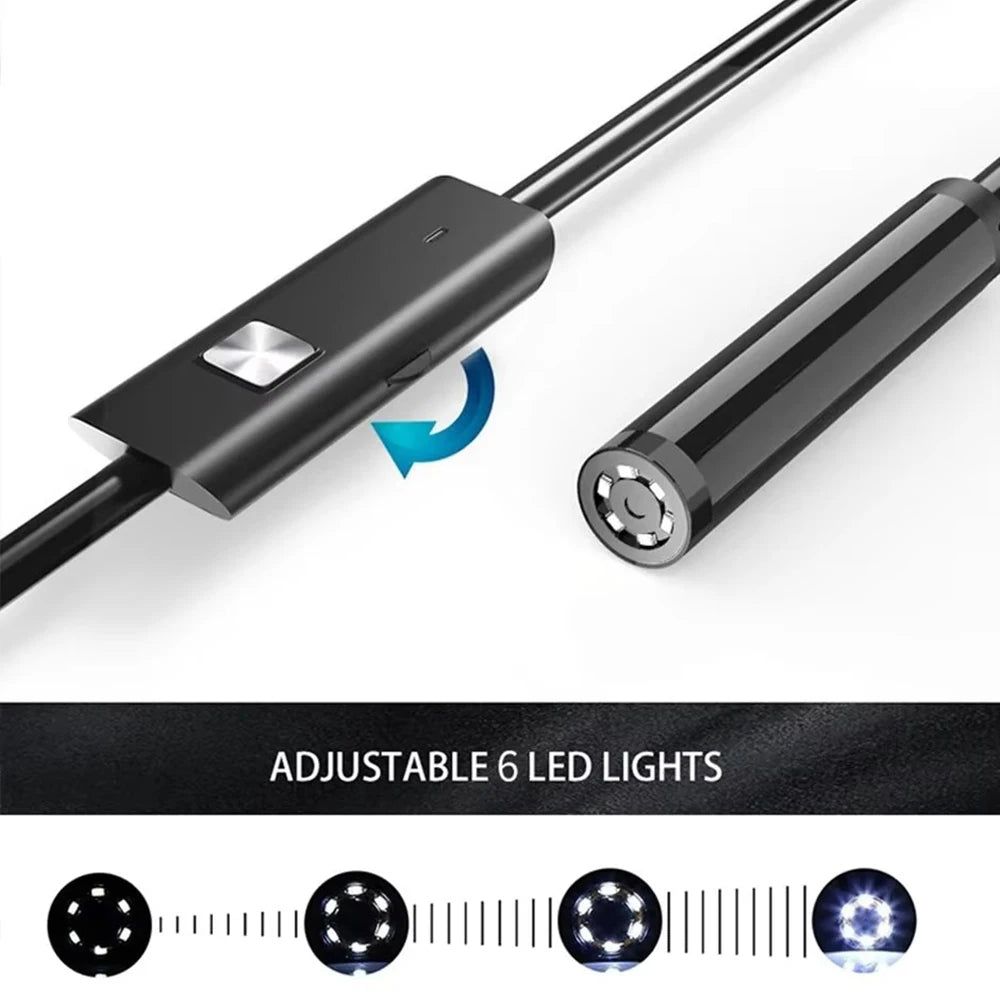 Caméra endoscopique type-c 5.5/7.0MM, étanche IP67, avec 6 led réglables, USB, Android, Endoscope d'inspection Flexible pour téléphone et PC
