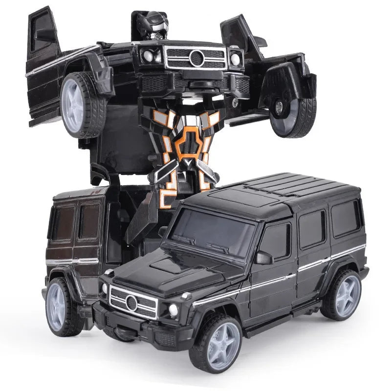 Coche de juguete de cambio de forma de impacto inercial para niños, robot Autobot de cambio de forma con un solo botón, rompecabezas de cambio de forma, colisión