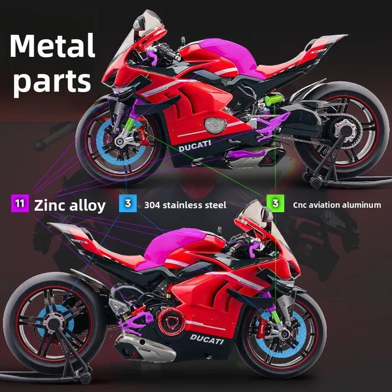 Aerosol de fundición a presión 1:7 Ducati Superleggera V4, colección de modelos de superbikes, coche en miniatura, adorno, regalo para novio, vehículo de juguete