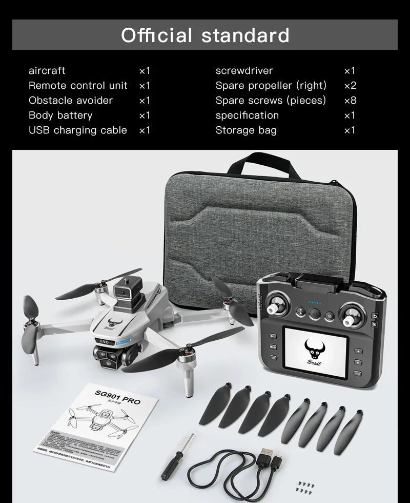 Dron profesional Lenovo SG901 MAX GPS 8K aéreo HD con evasión de obstáculos, control remoto de pantalla grande, dron plegable sin escobillas