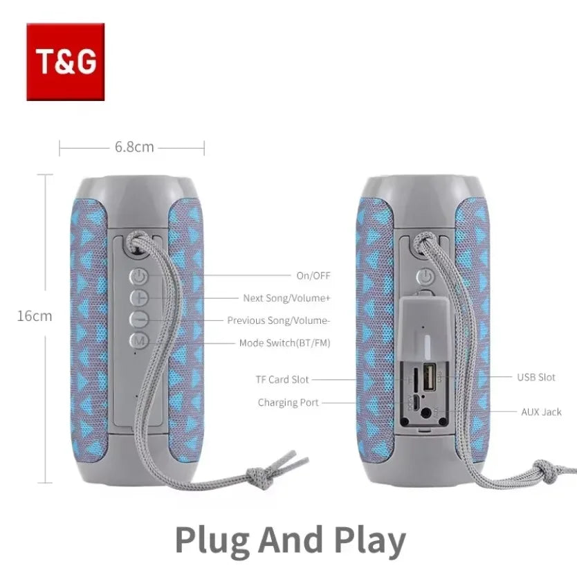 Haut-parleur Bluetooth portable TWS sans fil — double basse, FM, AUX, carte TF, camping, extérieur
