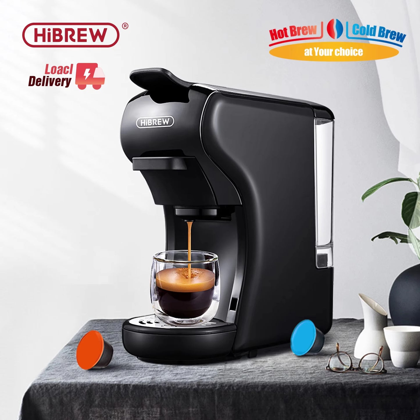 Cafetera Hiinvasive W, cafetera de cápsulas múltiples de frío y calor, cafetera de cápsulas espresso, leche Dolce, Ncomputing so, polvo Hl'autorisation, 19 bares, 4 en 1