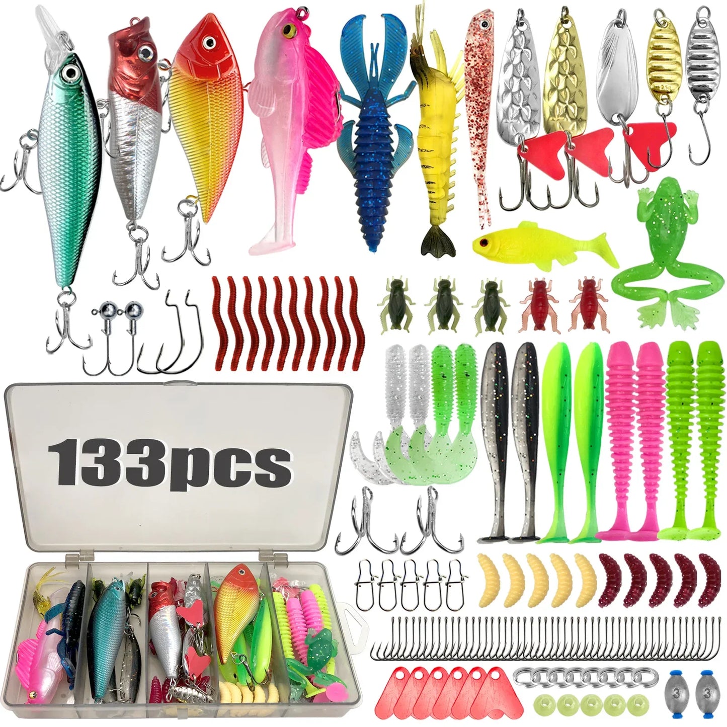 Kit de leurres de pêche pour truite, brochet, basse, multi-leurre, ensemble de matériel superposé, équipement professionnel, 83/133/193/239/409 pièces