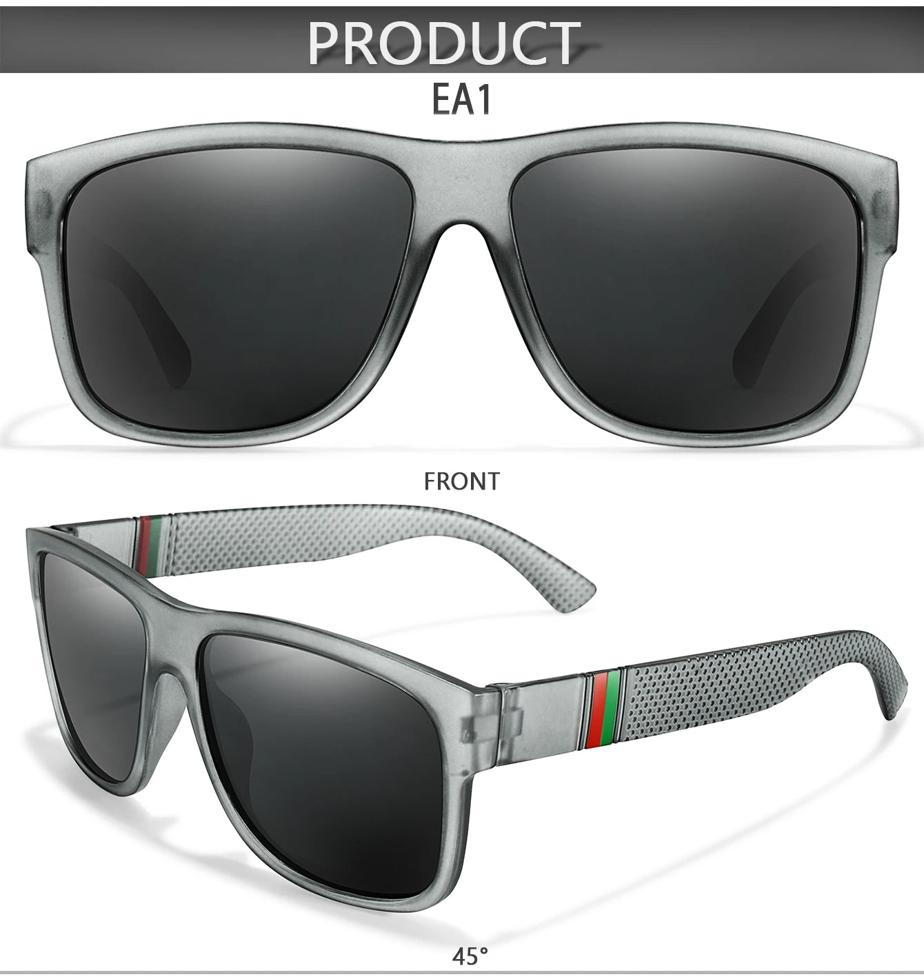 Lunettes de soleil polarisées carrées pour hommes, marque classique, pour la pêche, la conduite en plein air, le cyclisme, la course, Vintage, grand cadre, UV400