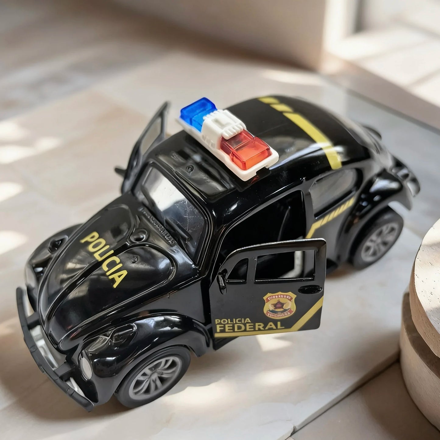 Modèle Voiture Alliage Rétro Coccinelle — Portes Ouvrantes Police Jouet Poche Garçons