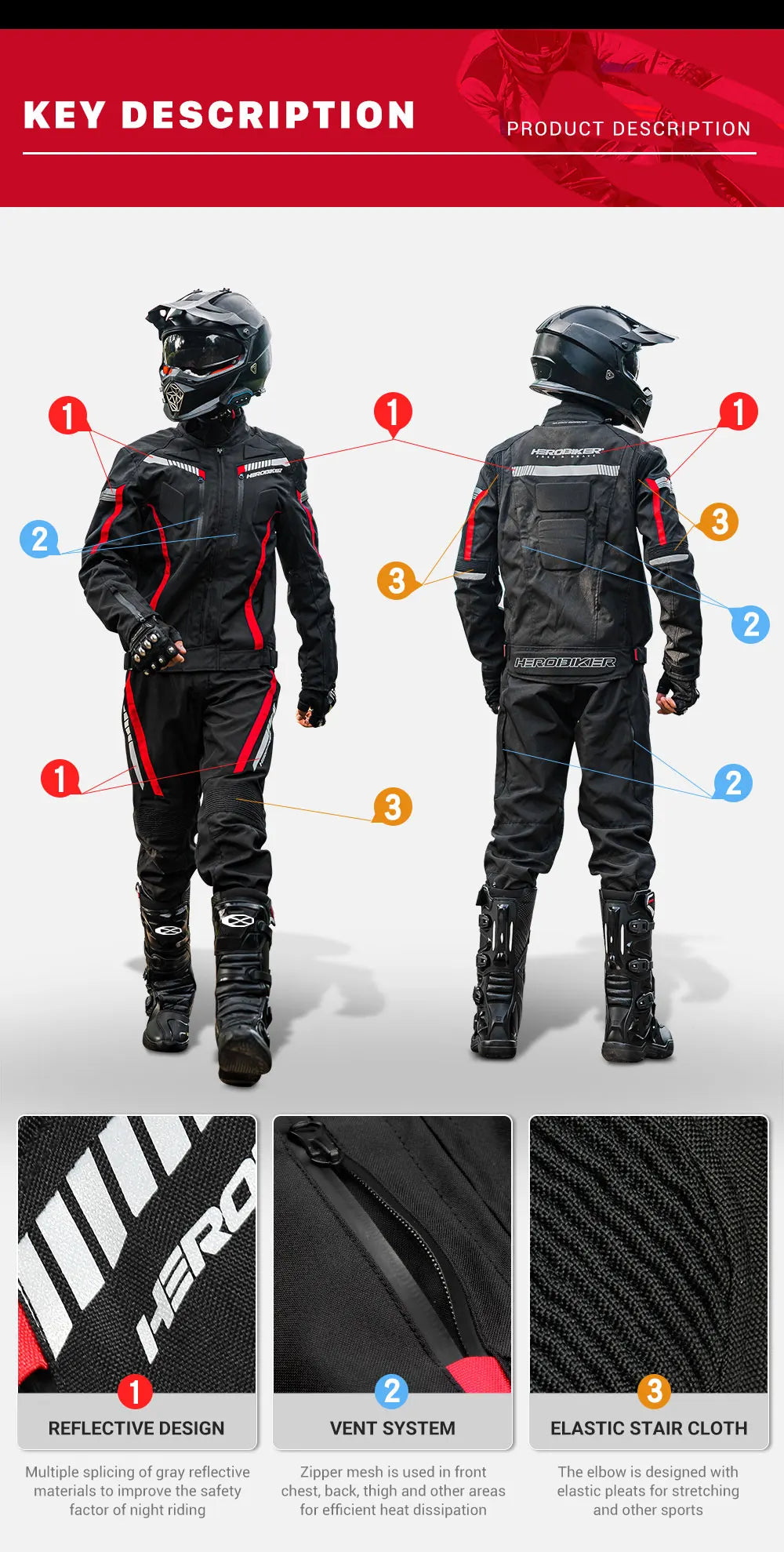 Veste de moto imperméable pour homme — veste de course, pantalon moto portable, protection EVA