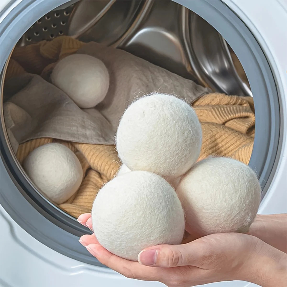 Reusable Wool Dryer Ball Fabric Softener Washing Machine Alternative Wrinkle Reducer Cleaning Supplies Gadget, 1 to 6 Pieces