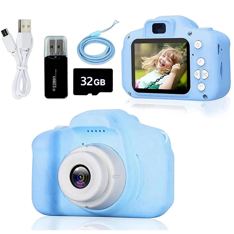 Cámara para niños súper linda, juguete educativo para niños, cámara digital de cumpleaños para bebés, cámara de video 1080P con regalo gratis para niña