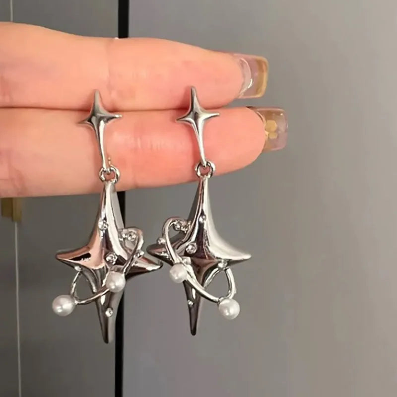 Pendientes líquidos irregulares Y2K para mujer, color plata, estilo Hip-Hop Punk, moda geométrica, Clip para chica, joyería de fiesta, tendencia 2024