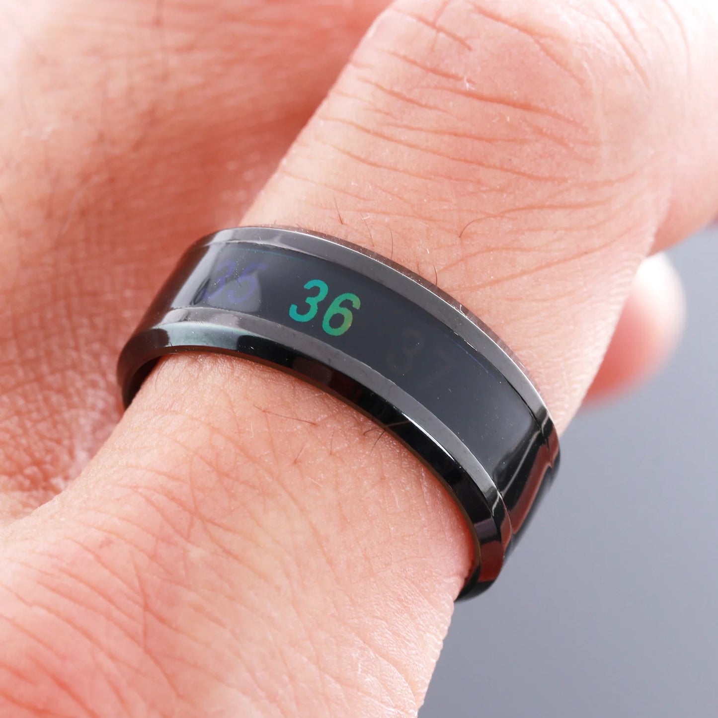 Anillo de temperatura de titanio y acero, sensación de humor y emoción, anillo inteligente sensible a la temperatura para mujeres y hombres, joyería impermeable