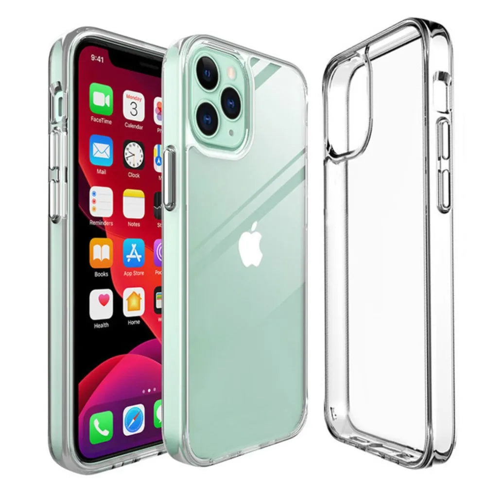 Funda transparente no amarillea para iPhone 16 15 14 Plus 13 Pro Max 16e 12 11 12Pro 14Pro 13Pro SE 2020, carcasa de teléfono