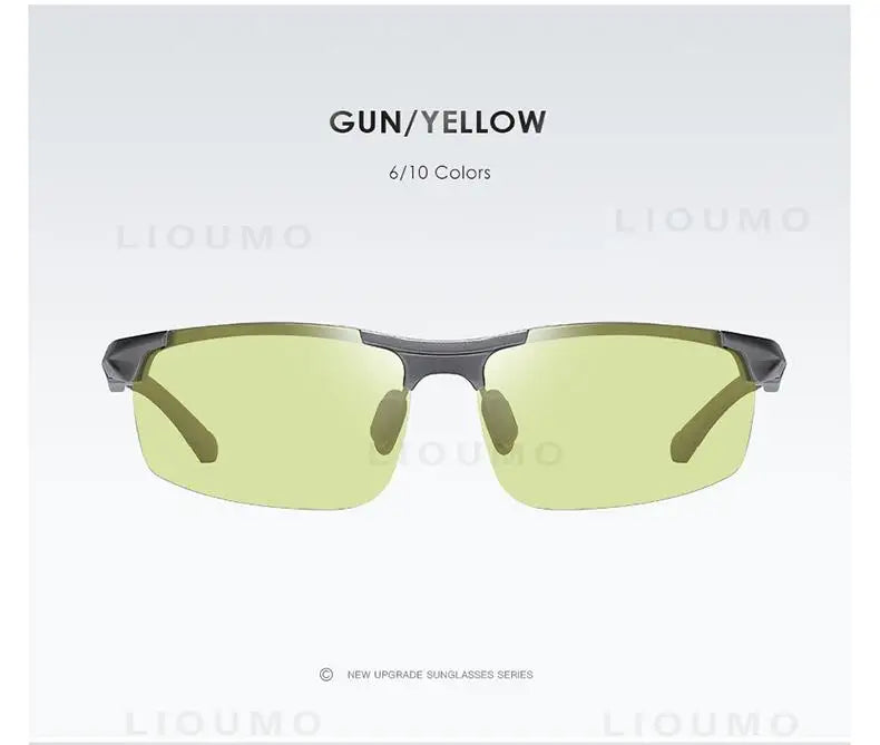 Lunettes de soleil photochromiques sans monture aluminium polarisées — conduite jour et nuit