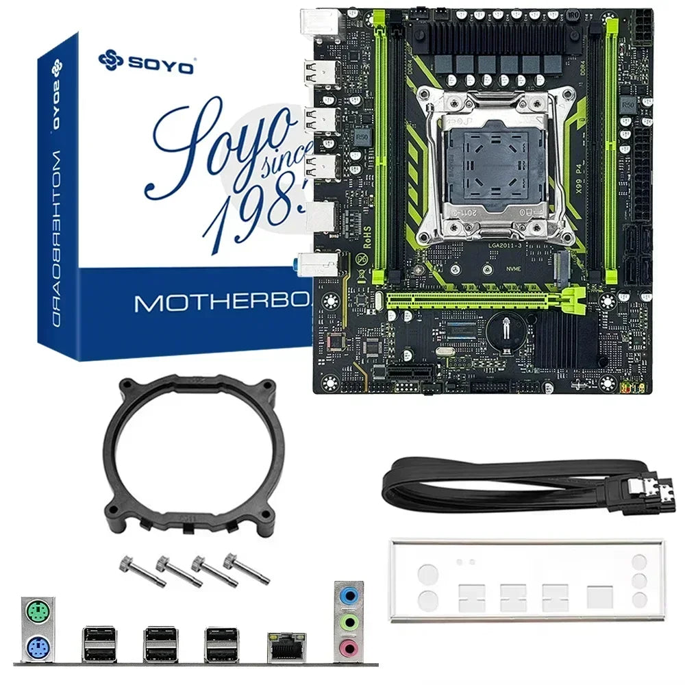 Ensemble de carte mère SOYO X99 avec processeur LGA2011-3 Xeon E5 2630 V4, DDR4 8 Go (1*8 Go) 2133 MHz RAM, NVME M.2 SATA, accessoires informatiques