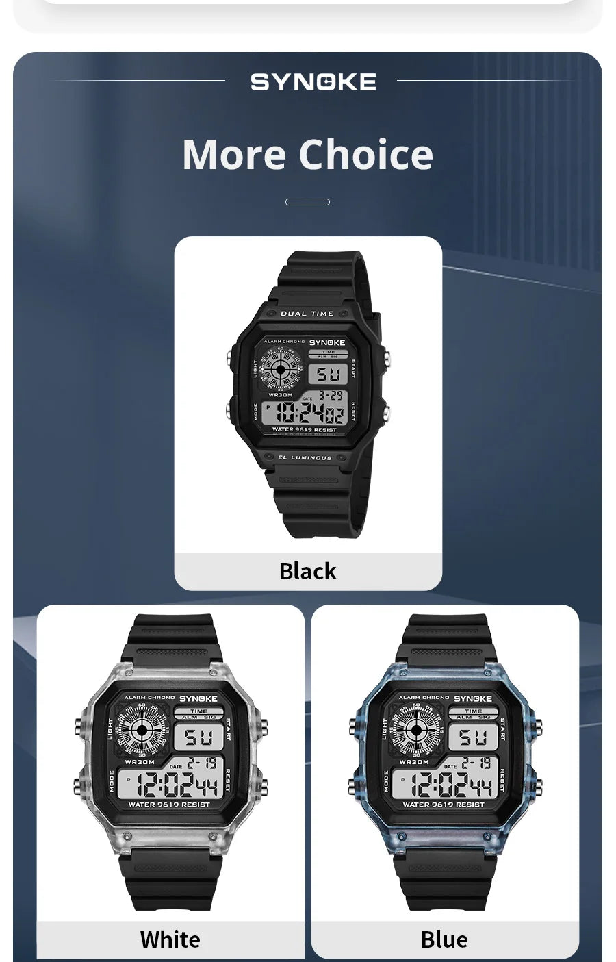 Montre numérique étanche sport multifonction — extérieur, course, étudiant, sept couleurs