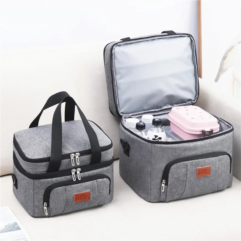 Sacs à déjeuner isothermes multifonctionnels à Double couche pour femmes et hommes, boîte à déjeuner de pique-nique de voyage de grande capacité avec bandoulière