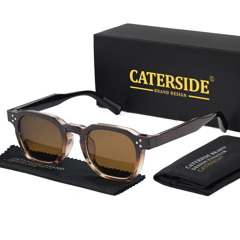 CATERSIDE Retro Square Sunglasses for Men, Punk Style, Trendy Brand, Women's Sunglasses, Travel, Party, UV400 Protection, Summer Style
