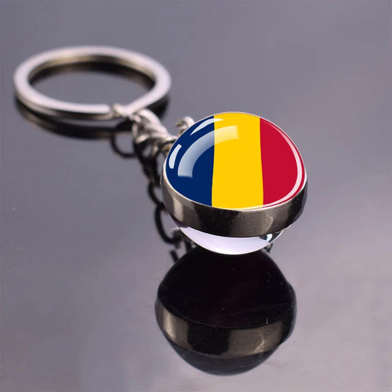Porte-clés drapeau africain, algérie, somalie, tunisie, maroc, egypte, drapeau National, pendentif boule de verre Double face, cadeau