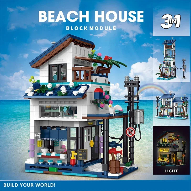 Blocs de Construction Rétro LED Enfant — Ville Japonaise Plage Villa 813 Pièces
