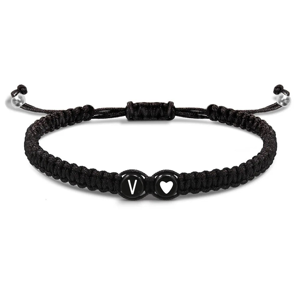 26 Initial Letter Heart Handmade Adjustable Bracelets A-Z Braided Name Bracelets for Women Men Friendship Jewelry Gifts