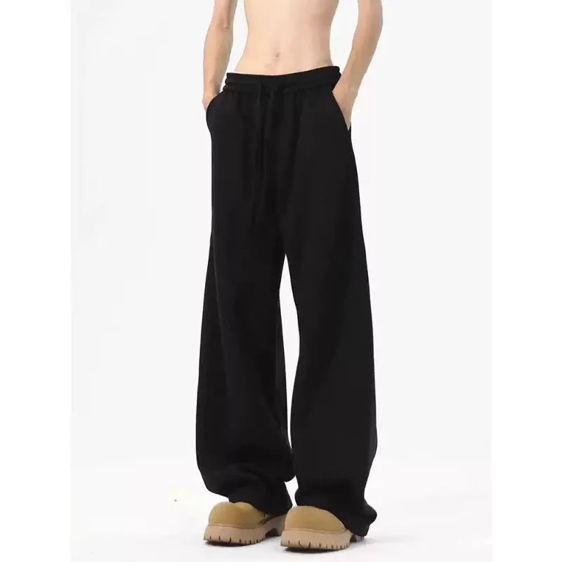Men's Comfortable Straight Leg Sweatpants, Y2K Retro Style, Loose Fit, Hip Hop Joggers, Casual Pants with Large Pockets