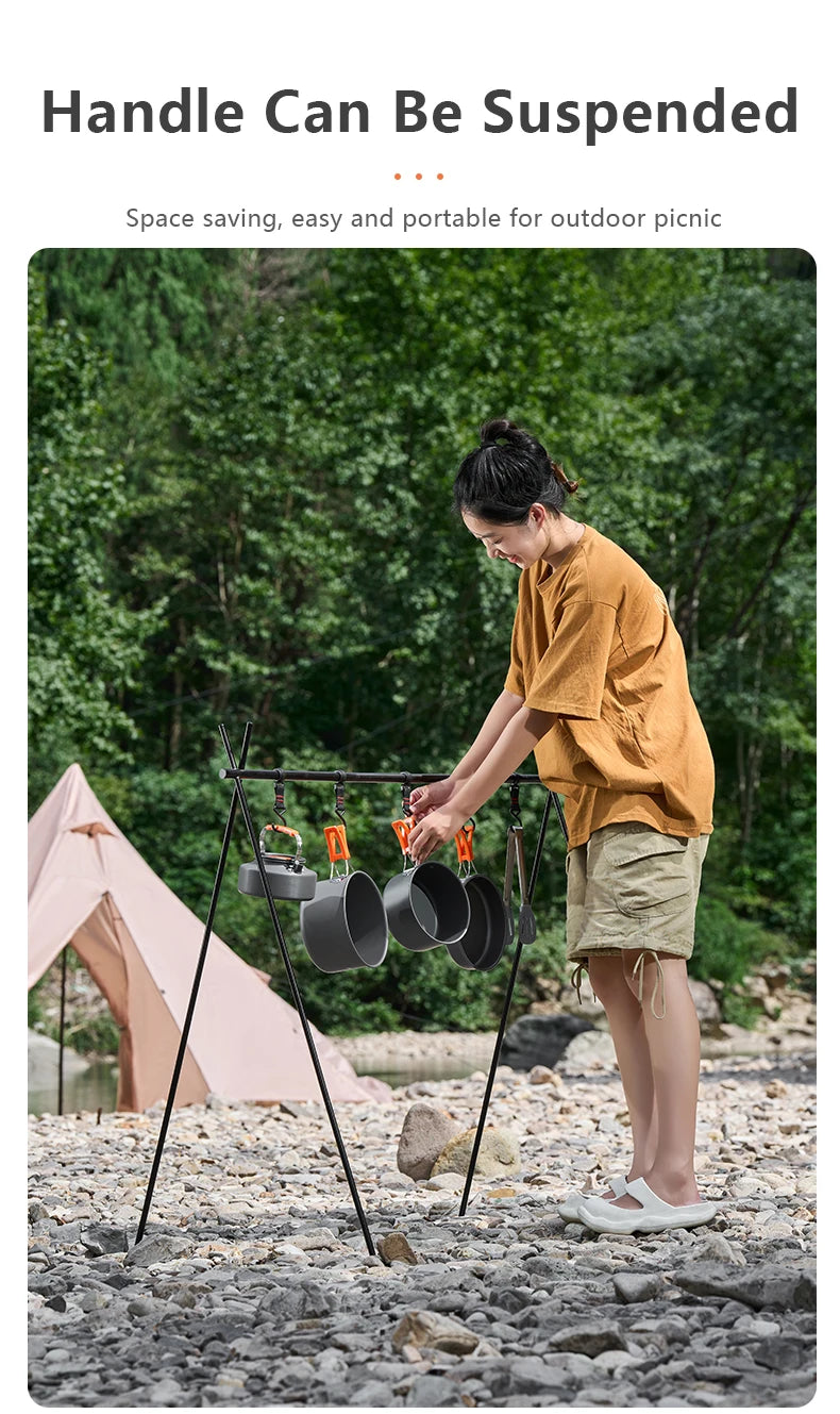 BISINNA – ustensiles de cuisine de Camping en alliage d'aluminium, bouilloire à eau, casserole, ensemble de cuisine pour voyage, randonnée, pique-nique, barbecue