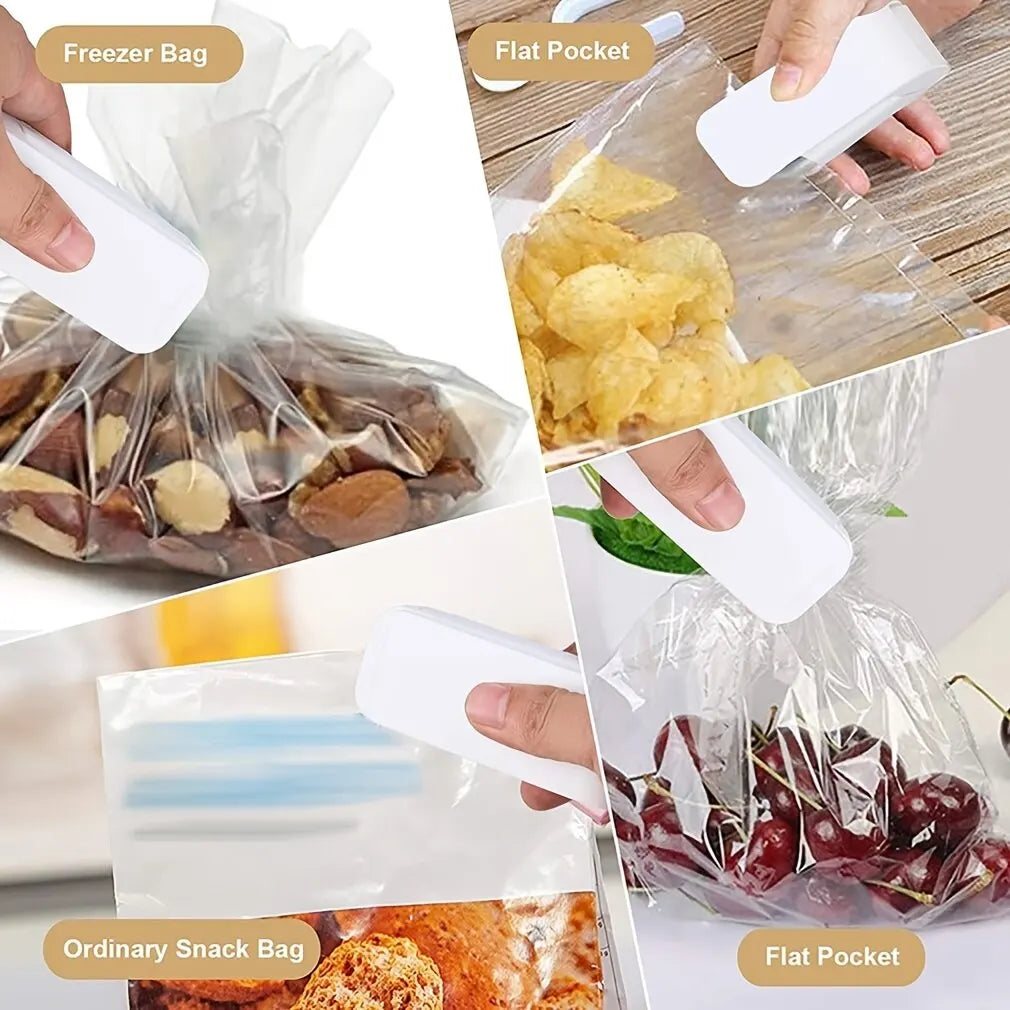 Bolsa termoselladora portátil, bolsa de plástico de almacenamiento GT, minibancos blancos para el hogar, clip para alimentos, refrigerios, frutas, dispositivos de conservación frescos, 1PC
