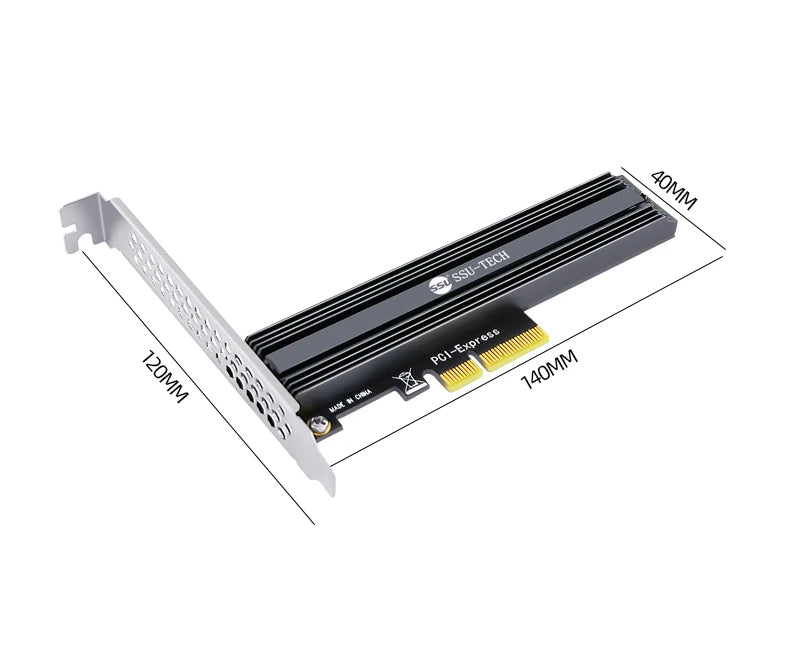 PC de bureau SSU M.2 NVMe SSD vers carte adaptateur PCIe 4.0 64Gbps m-key PCIe 4.0 X4 compatible avec PCI-E 4.0/3.0