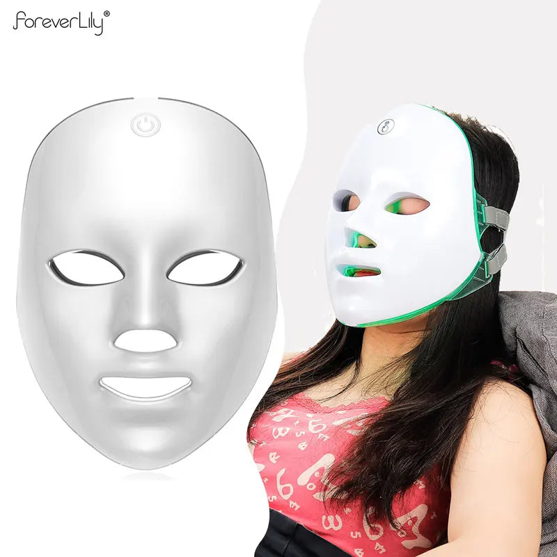 Mascarilla facial LED de 7 colores, reparación LED, máquina de belleza para la piel, uso inalámbrico
