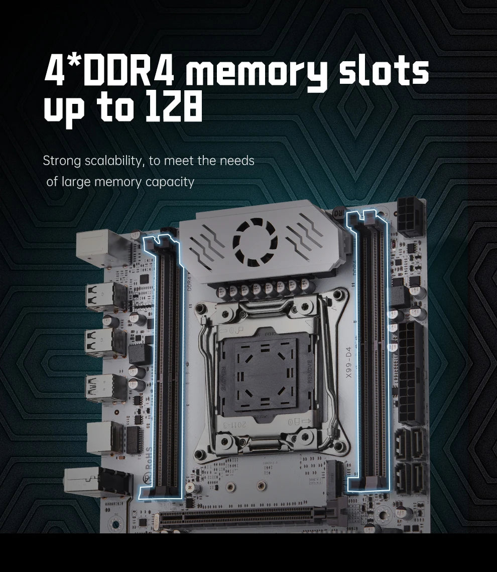 QIYIDA X99 carte mère D4 TPM2.0 LGA 2011 3 avec emplacement M.2 prise en charge X99 C612chip DDR4 mémoire SATA3.0 USB3.0 PCI16X