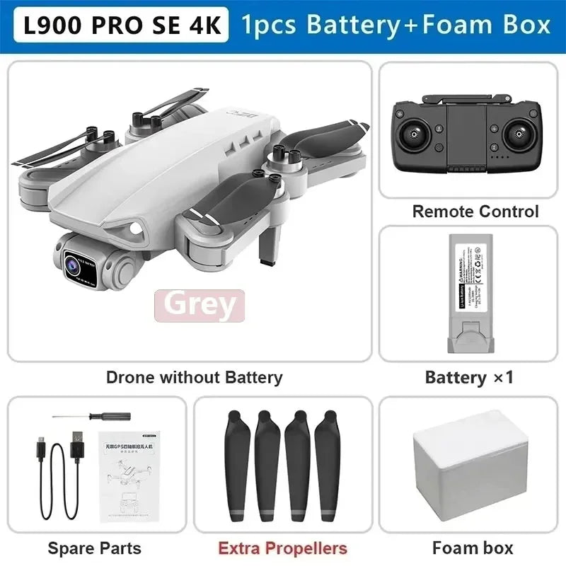 Drone GPS L900 Pro SE MAX 4K, doble cámara HD profesional 5G WIFI 360° Motor sin escobillas para evitar obstáculos Rc FPV Quadcopter Dron