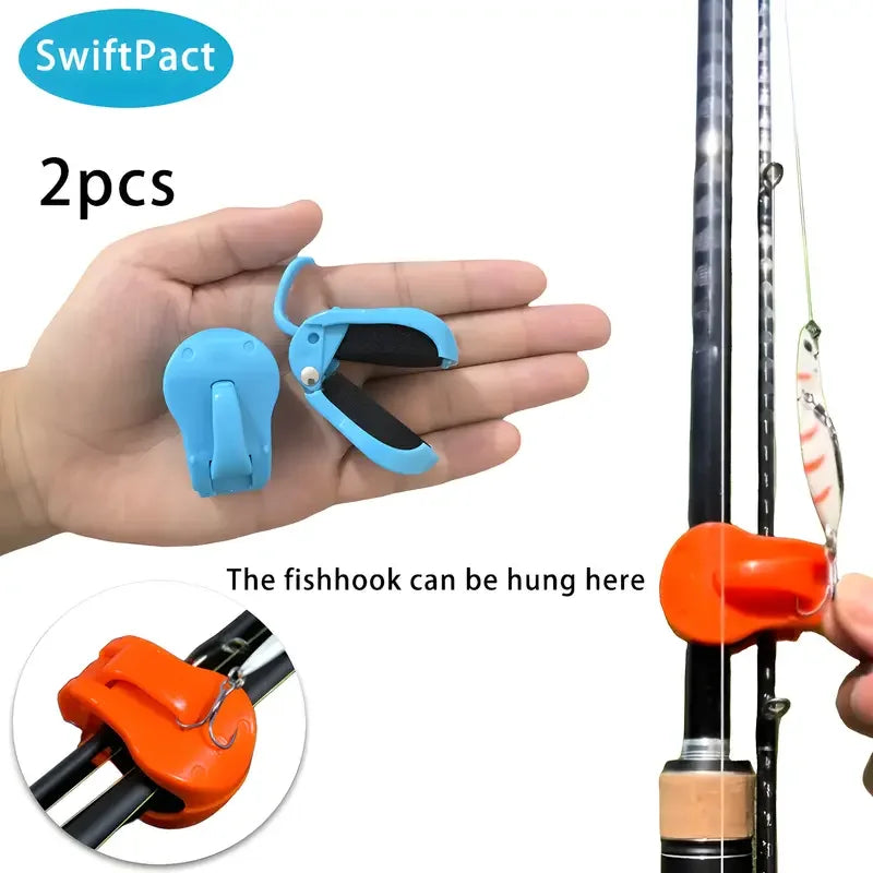 Clip de canne à pêche à fixation rapide, 2 pièces, support à 1 main sans outil pour tiges d'eau douce en 2 pièces, organisateur de matériel à prise sécurisée