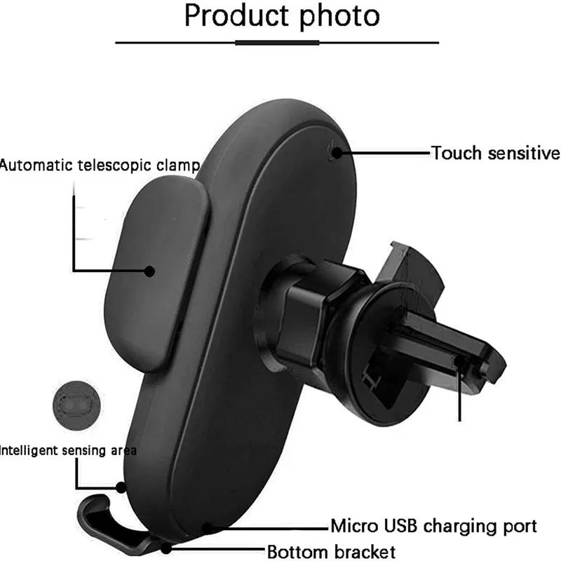 30W Wireless Car Charger Mount, Air Vent Phone Holder, Rotatable, Smart Infrared, Fast Wireless Charging