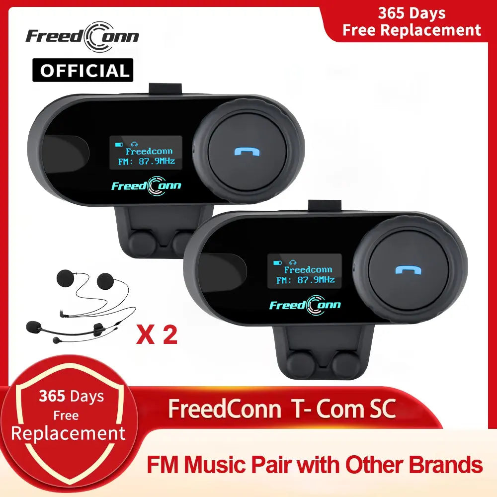 FreedConn Bluetooth Motorcycle Intercom Headset Wireless Motorbike Interphone LCD Screen FM Earphone