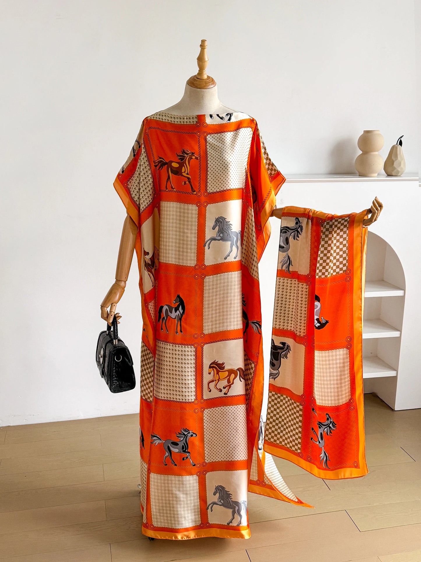 Robe Kaftan Élégante en Soie Imprimée pour Femme Musulmane, Nouvelle Mode Africaine Longue Abaya Koweïtienne Oversize pour l'Été 2026