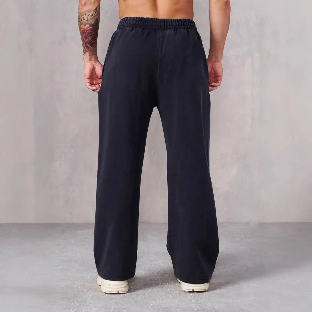 Men's Comfortable Straight Leg Sweatpants, Y2K Retro Style, Loose Fit, Hip Hop Joggers, Casual Pants with Large Pockets