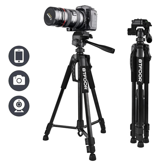 Trépied Photo Aluminium 140cm — Support Téléphone & DSLR Tête Panoramique