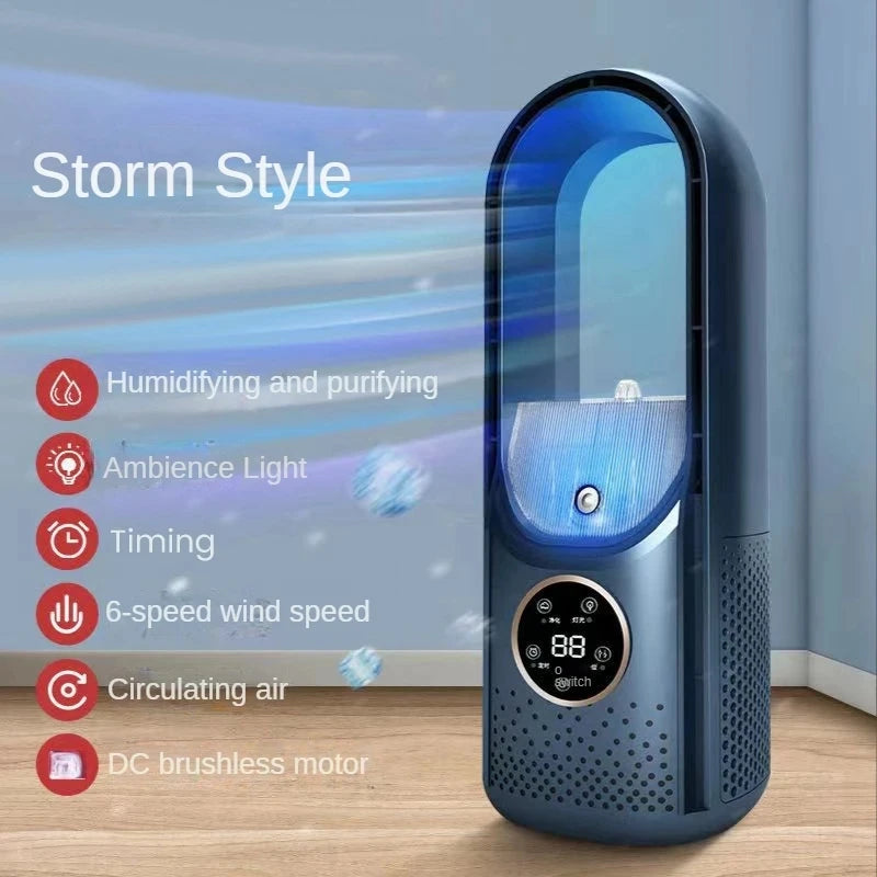 Enfriador de aire USB portátil sin aspas, ventilador eléctrico, 6 velocidades, temporizador silencioso, aire acondicionado, ventilador de enfriamiento, humidificador, ventilador acondicionador