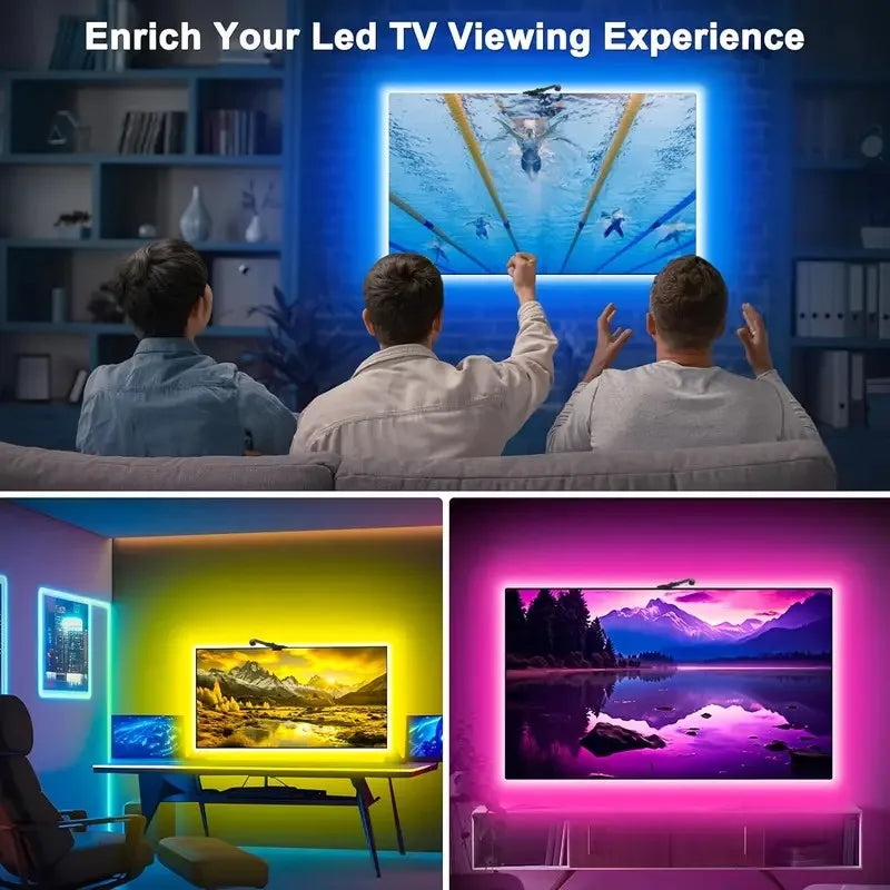 Rétro-éclairage TV/PC avec capteur de couleur RGB-IC, bande lumineuse LED pour écrans de 55 à 75 pouces, synchronisation intelligente, décoration de salle de jeu, lumières d'ambiance
