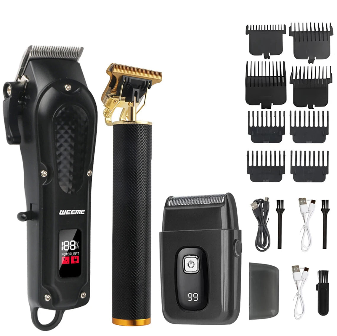 Tondeuse à cheveux électrique vintage pour homme — tondeuse barbe rechargeable, kit nez, cadeau