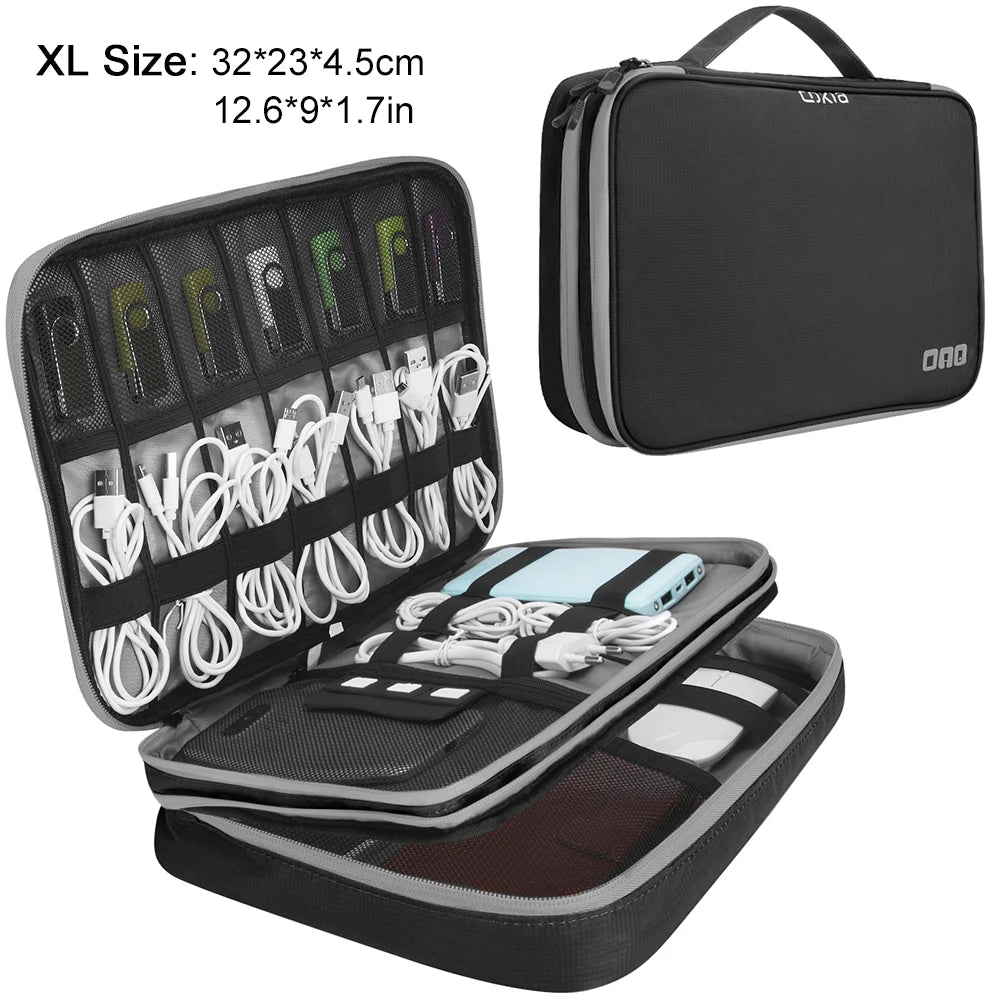 Clearance_Portable Accessoires électroniques Étui de voyage, Sac de rangement de câbles Sac de transport de gadgets pour iPad, câbles, alimentation, clé USB